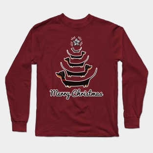 Dachshund Christmas Tree Shirt - Merry Dachsmas Wiener Dog Long Sleeve T-Shirt